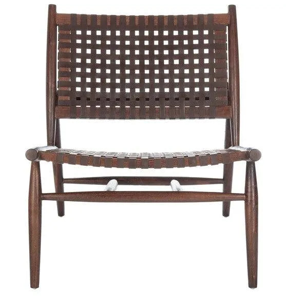 Soleil Brown Leather Woven Accent Chair - The Mayfair Hall