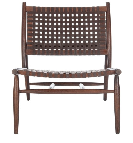 Soleil Brown Leather Woven Accent Chair - The Mayfair Hall