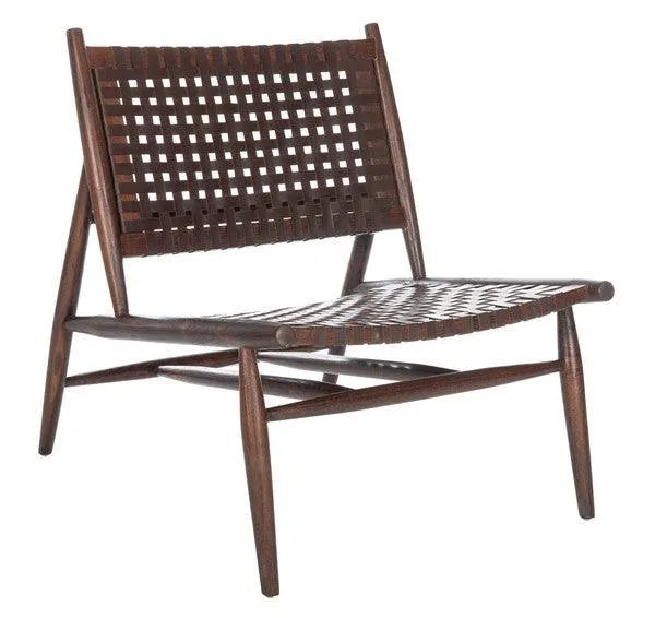 Soleil Brown Leather Woven Accent Chair - The Mayfair Hall