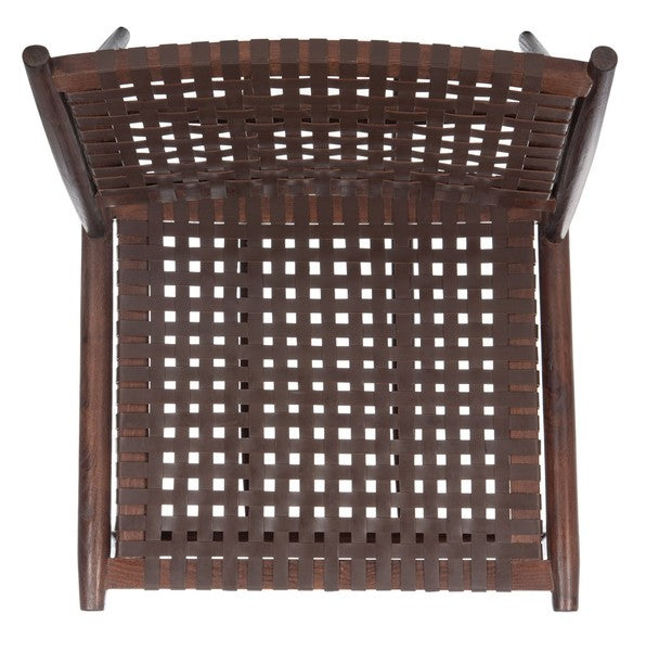 Brown Leather Woven Accent Chair - The Mayfair Hall