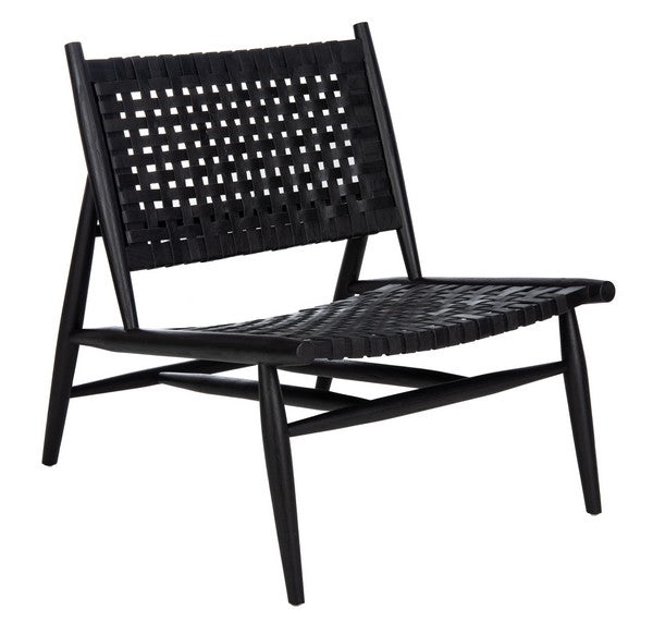 Soleil Black Leather Woven Accent Chair - The Mayfair Hall