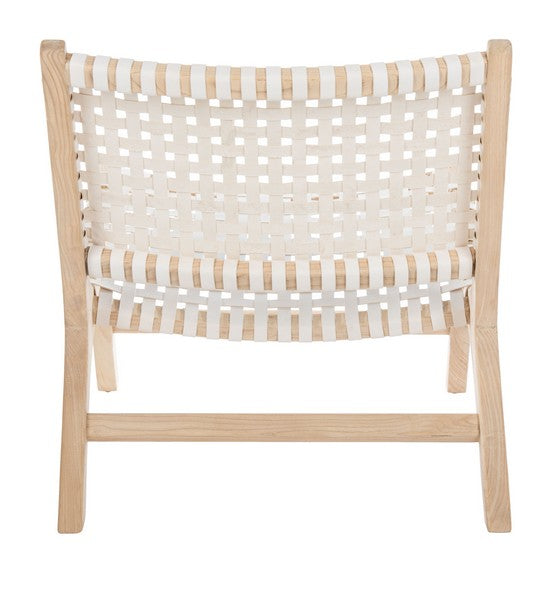 Luna Natural-White Woven Leather Accent Chair - The Mayfair Hall