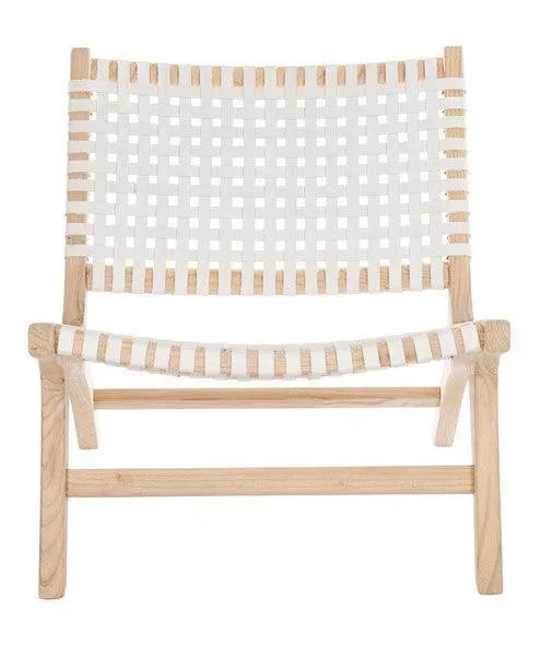 Luna Natural-White Woven Leather Accent Chair - The Mayfair Hall