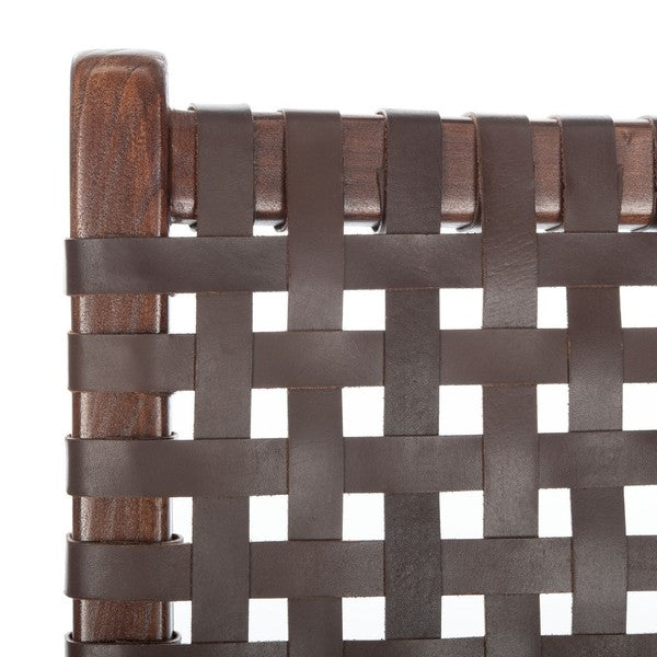 Luna Brown Leather Woven Accent Chair - The Mayfair Hall