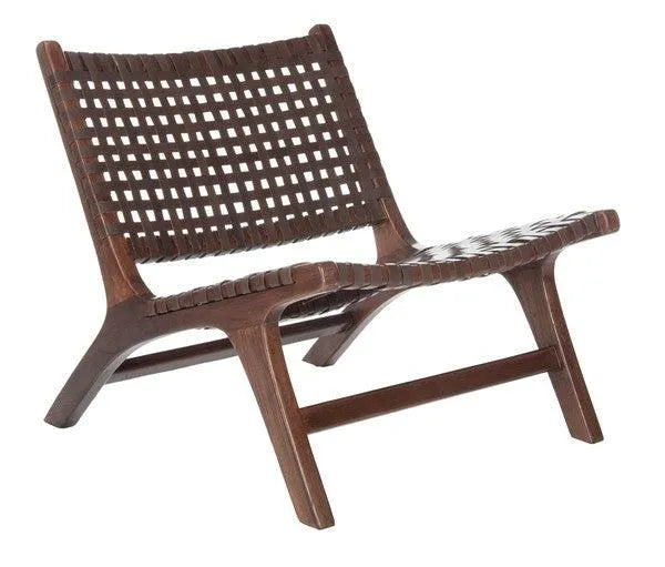 Safavieh Luna Brown Leather Woven Accent Chair