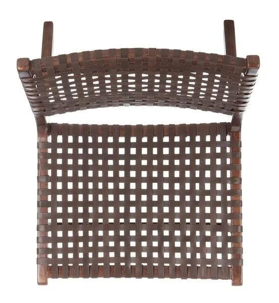 Luna Brown Leather Woven Accent Chair - The Mayfair Hall