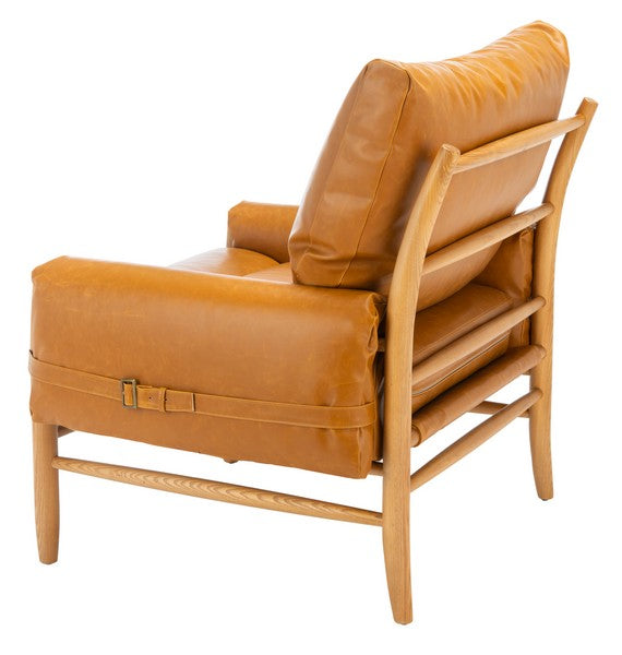Oslo Natural Vegan Leather Mid Century Arm Chair - The Mayfair Hall