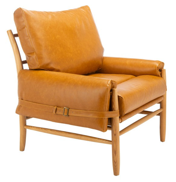 Oslo Natural Vegan Leather Mid Century Arm Chair - The Mayfair Hall