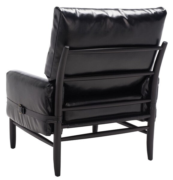 Oslo Black Vegan Leather Mid Century Arm Chair - The Mayfair Hall