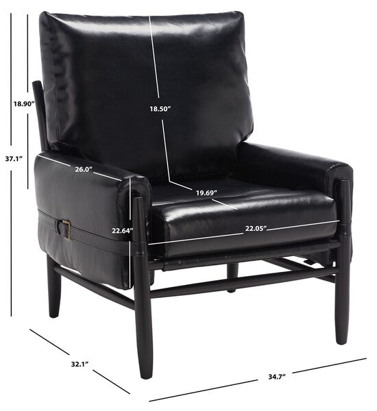 Oslo Black Vegan Leather Mid Century Arm Chair - The Mayfair Hall