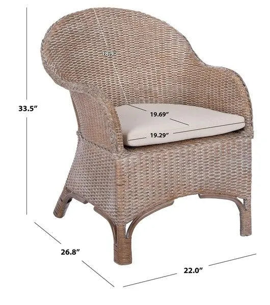 Safavieh Antonia Grey-White Wash Rattan Accent Chair