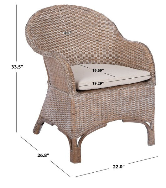 Antonia Grey-White Wash Rattan Accent Chair - The Mayfair Hall