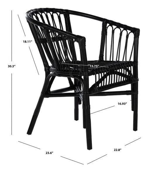 Safavieh Adriana Rattan Accent Chair in Black with Curved Silhouette (Set of two)