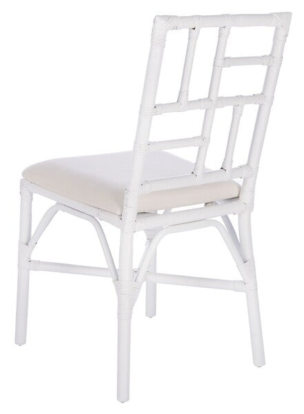 White Bamboo Inspired Accent Chair W/ Cushion - The Mayfair Hall