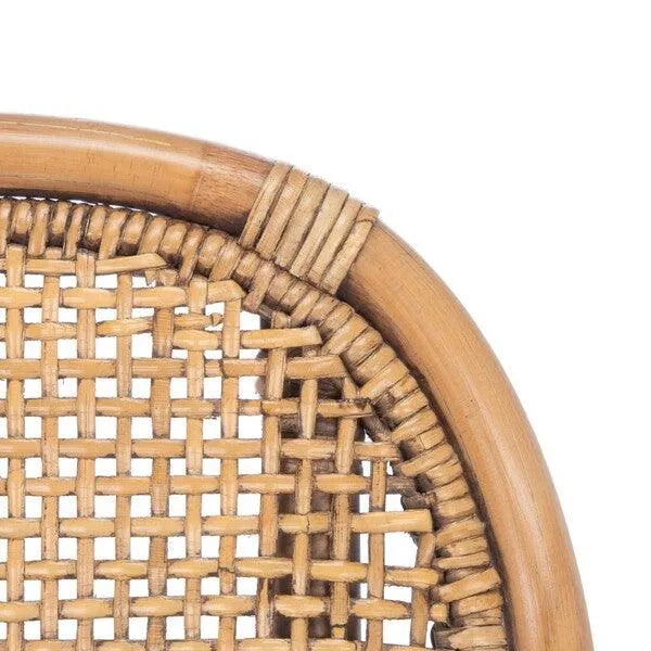 Safavieh Charlie Dark Natural-White Rattan Accent Chair with White Cushion