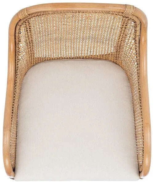 Safavieh Charlie Dark Natural-White Rattan Accent Chair with White Cushion