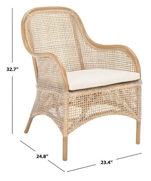 Safavieh Charlie Grey White Wash Rattan Accent Chair