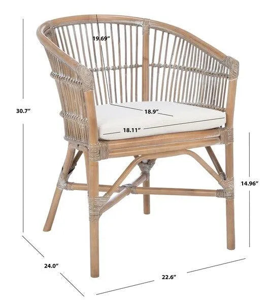 Grey Whitewash Rattan Accent Chair W / Cushion - The Mayfair Hall