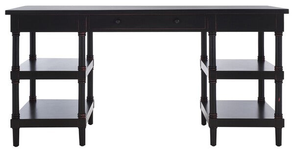 Black Wood 3 Shelves Desk - The Mayfair Hall