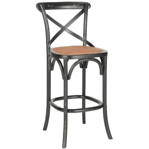 Safavieh Franklin Black X Back Rattan Seat Bar Stool