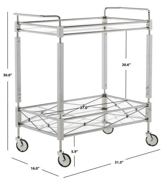Safavieh Ingrid Art Deco Chrome Rectangle Bar Cart