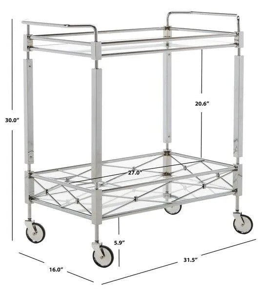 Ingrid Art Deco Chrome Rectangle Bar Cart - The Mayfair Hall