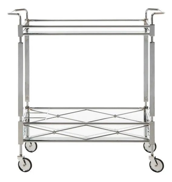 Ingrid Art Deco Chrome Rectangle Bar Cart - The Mayfair Hall