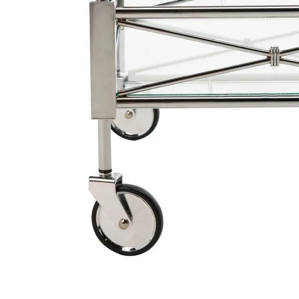 Ingrid Art Deco Chrome Rectangle Bar Cart - The Mayfair Hall