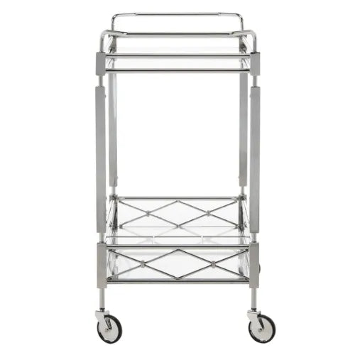 Ingrid Art Deco Chrome Rectangle Bar Cart - The Mayfair Hall