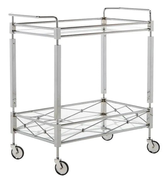 Ingrid Art Deco Chrome Rectangle Bar Cart - The Mayfair Hall