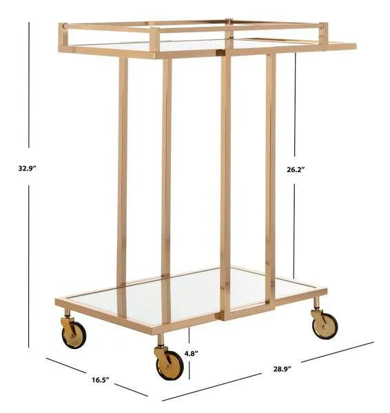 Capri Contemporary Gold Rectangle Bar Cart - The Mayfair Hall