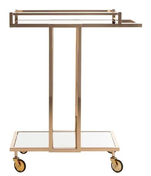 Capri Contemporary Gold Rectangle Bar Cart - The Mayfair Hall