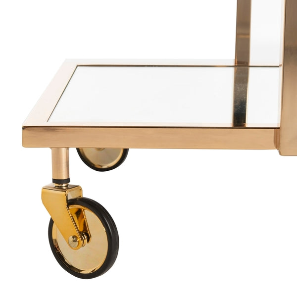 Capri Contemporary Gold Rectangle Bar Cart - The Mayfair Hall