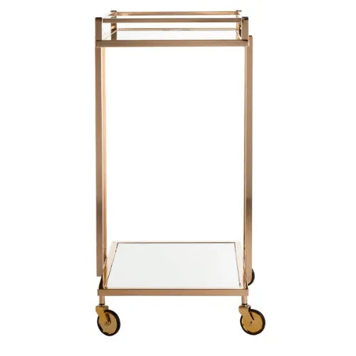 Capri Contemporary Gold Rectangle Bar Cart - The Mayfair Hall