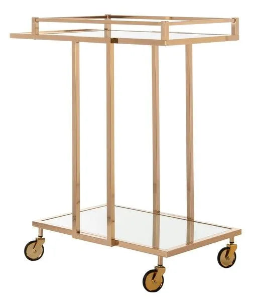 Capri Contemporary Gold Rectangle Bar Cart - The Mayfair Hall