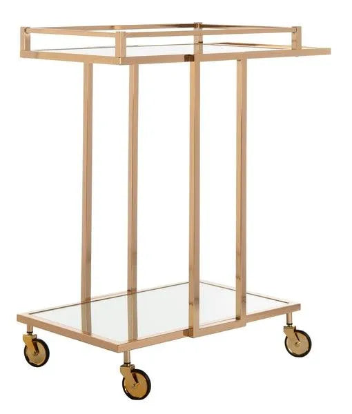 Contemporary 2 Tier Gold Rectangle Bar Cart - The Mayfair Hall