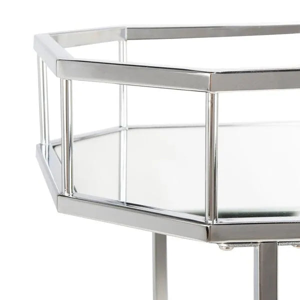 2 Tier Octagon Bar Cart in Silver - The Mayfair Hall