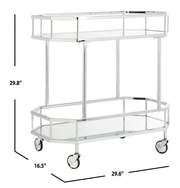 2 Tier Octagon Bar Cart in Silver - The Mayfair Hall