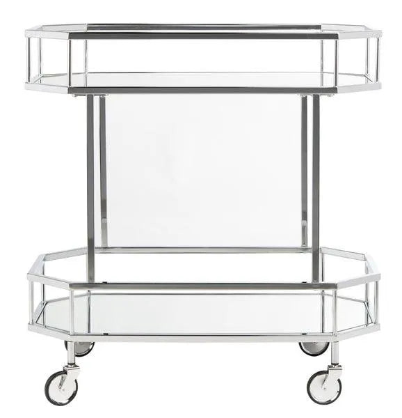 2 Tier Octagon Bar Cart in Silver - The Mayfair Hall