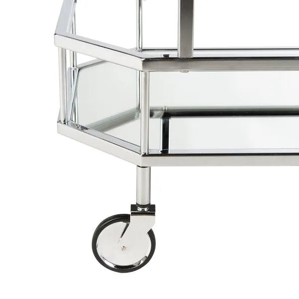 2 Tier Octagon Bar Cart in Silver - The Mayfair Hall