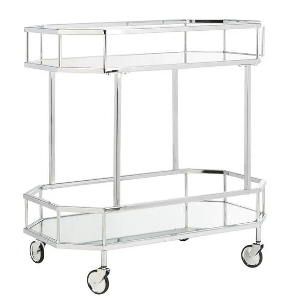 2 Tier Octagon Bar Cart in Silver - The Mayfair Hall