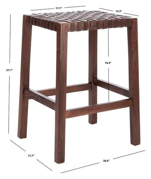 Capri Brown Woven Leather Counter Stool - The Mayfair Hall