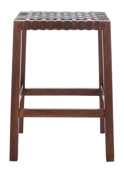 Capri Brown Woven Leather Counter Stool - The Mayfair Hall
