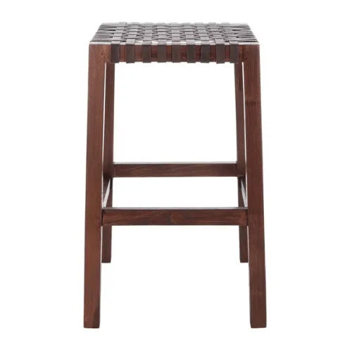 Capri Brown Woven Leather Counter Stool - The Mayfair Hall