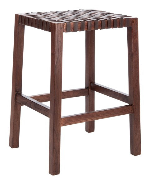 Capri Brown Woven Leather Counter Stool - The Mayfair Hall