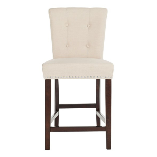 Taylor Beige Linen Tufted Counter Stool (Set of 2) - The Mayfair Hall