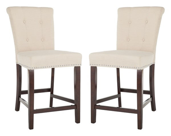 Beige-Espresso Counter Stool (Set of 2) - The Mayfair Hall