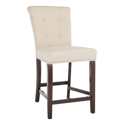 Taylor Beige Linen Tufted Counter Stool (Set of 2) - The Mayfair Hall