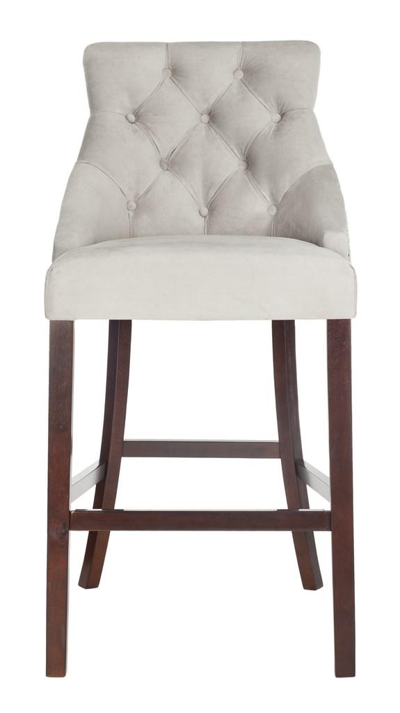 Grey Tufted Wing Back Bar Stool (Set of 2) - The Mayfair Hall