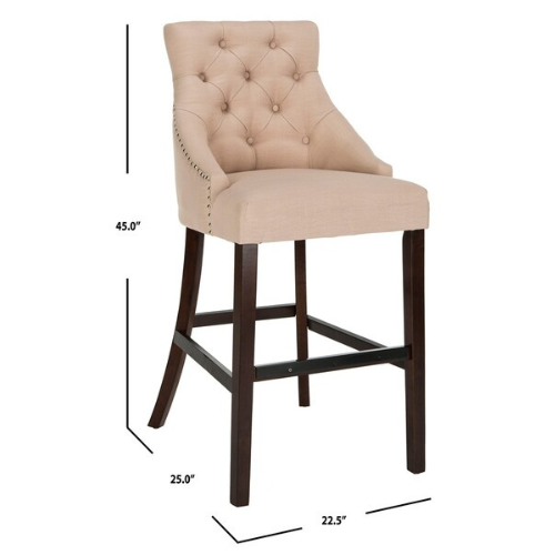 Beige Tufted Wing Back Bar Stool (Set of 2) - The Mayfair Hall